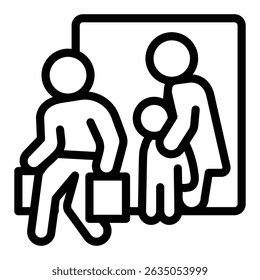 Woman with child and man running away line icon, family lawyer concept. Vector graphics. Marriage problem, human rights sign on white background, style mobile or design