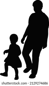 Father Daughter Together Walking Back Them Stock Vector (Royalty Free ...