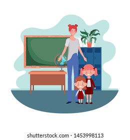 woman with children of back to school