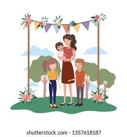 woman with children in landscape avatar