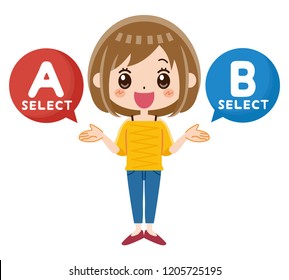 Woman Choosing B Stock Vector (Royalty Free) 1205725195 | Shutterstock