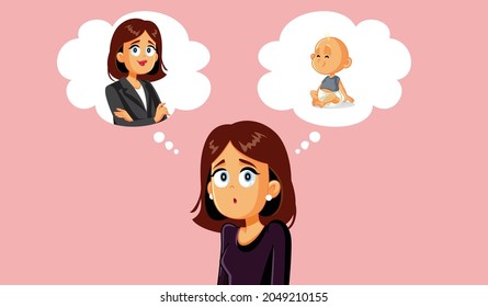 Woman Choosing Baby or Career Vector Illustration


Undecided young woman thinking about her job and her family life 
