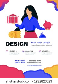 Woman choosing between bank and piggybank, choosing instrument for saving, planning budget or loan. Vector illustration for personal finance or economy concept