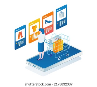 Woman choosing an order in an online shop