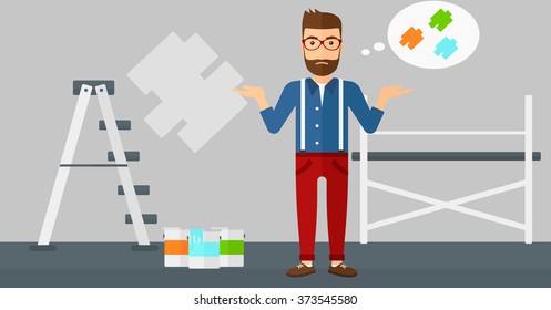 Woman choosing paint color.