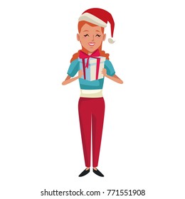Woman with christmas giftbox
