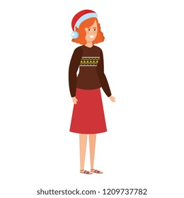 woman with christmas sweater and hat