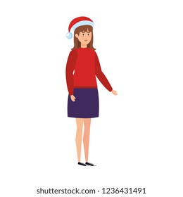 woman with christmas sweater and hat