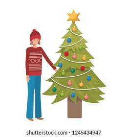 woman with christmas tree avatar character