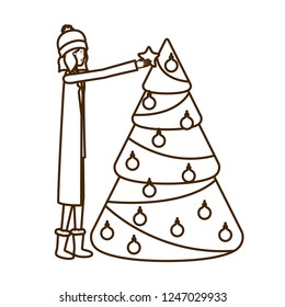 woman with christmas tree avatar character