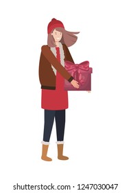 woman with christmas tree avatar character