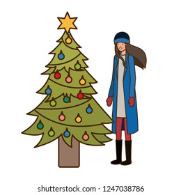 woman with christmas tree avatar character