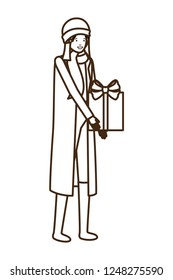 woman with christmas tree avatar character