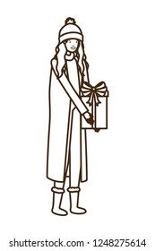 woman with christmas tree avatar character