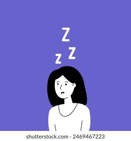 woman with chronic sleepless illness or deprivation. constant feeling of fatigue and exhaustion at work or workplace and bad human healthcare. health threat to frequent lack of sleep or naps on job