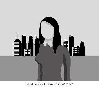woman with city background image 