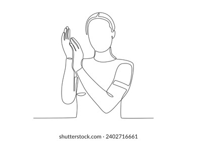 A woman clapped her hands. Applause one-line drawing