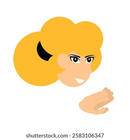 Woman claps her hands. Applause, vector illustration.