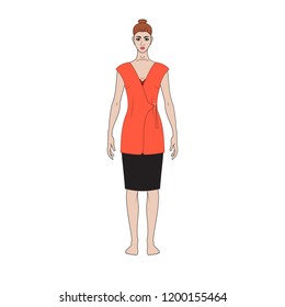 woman classic vest sketch. Vector illustration.