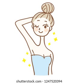 A woman with a clean armpit.