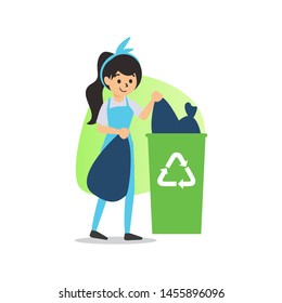 Woman Clean Home Cartoon Figure Illustration Vector