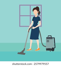 Woman cleaner. A woman cleaning a room vector illustration.