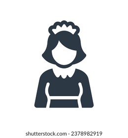 Woman cleaner and hotel services, cleaning lady. Maid icon. Vector illustration