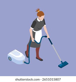 Woman cleaning floor with mop vector set