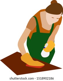 Woman cleaning, illustration, vector on white background.