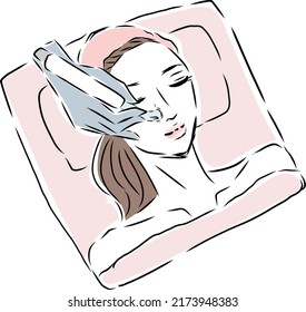 woman cleaning pores at beauty salon