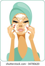 woman cleanses her face