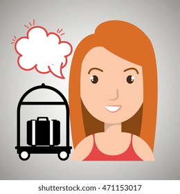 woman client hotel icon vector illustration design