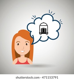 woman client hotel icon vector illustration design