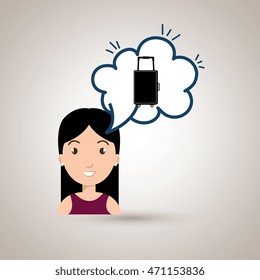woman client hotel icon vector illustration design