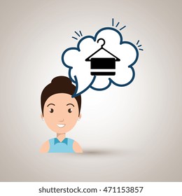 woman client hotel icon vector illustration design
