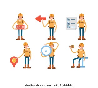 woman climber or trekker characters set vector illustration