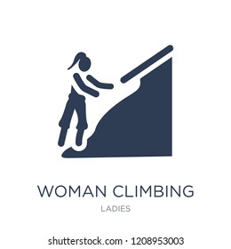 Woman Climbing icon. Trendy flat vector Woman Climbing icon on white background from Ladies collection, vector illustration can be use for web and mobile, eps10
