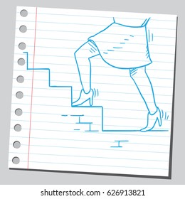Woman climbing  stairs