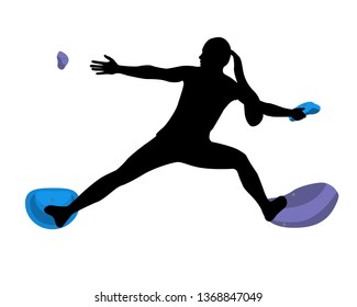 Woman climbs on a climbing wall in a climbing gym isolated on a white background. Vector illustration.