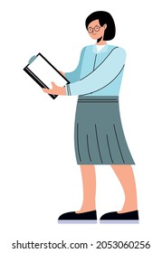 woman with clipboard document icon
