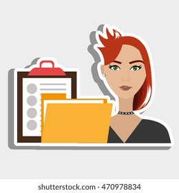 woman clipboard folder file vector illustration graphic