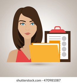 woman clipboard folder file vector illustration graphic