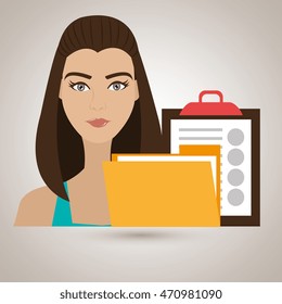 woman clipboard folder file vector illustration graphic