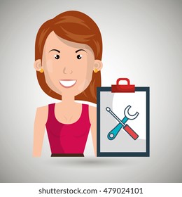 woman clipboard tool app