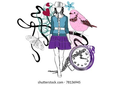 woman and clock