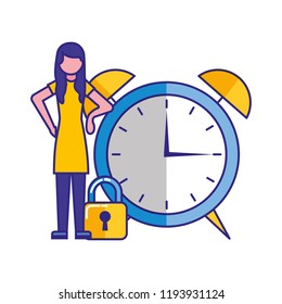 woman clock alarm security business