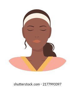 Woman with closed eyes icon. Vector illustration