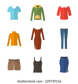 Woman clothes. Flat style vector illustration.