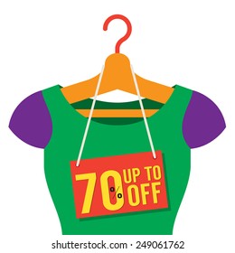 Woman Clothes On Hanger With Sale Tag Vector Illustration