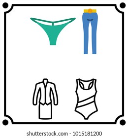 woman clothes set icon vector